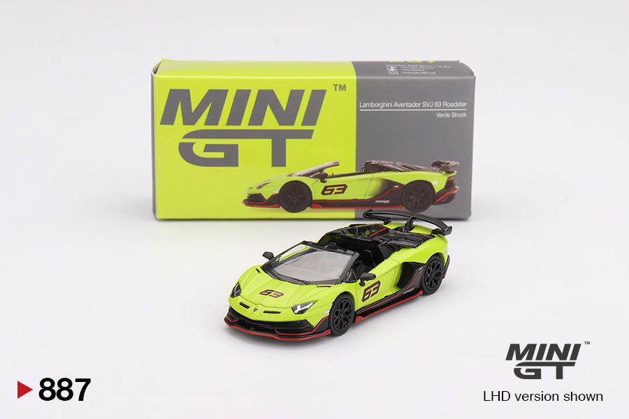 Mini GT Lamborghini Aventador SVJ 63 Roadster Verde Shock MGT00887 1/64 Die Cast