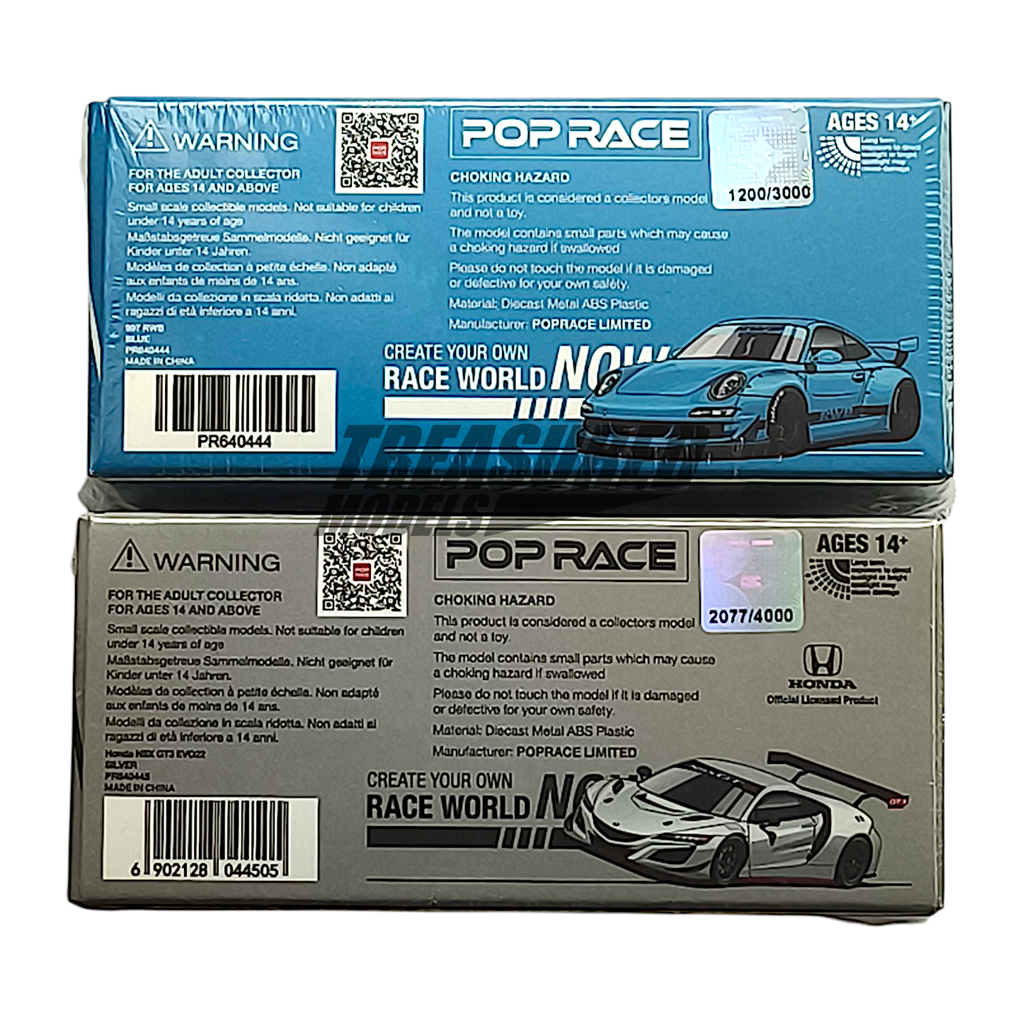 Pop Race 2pcs-Set 997 RWB & Honda NSX GT3 EVO22 Brazil Event Exclusive 1/64 Diecast