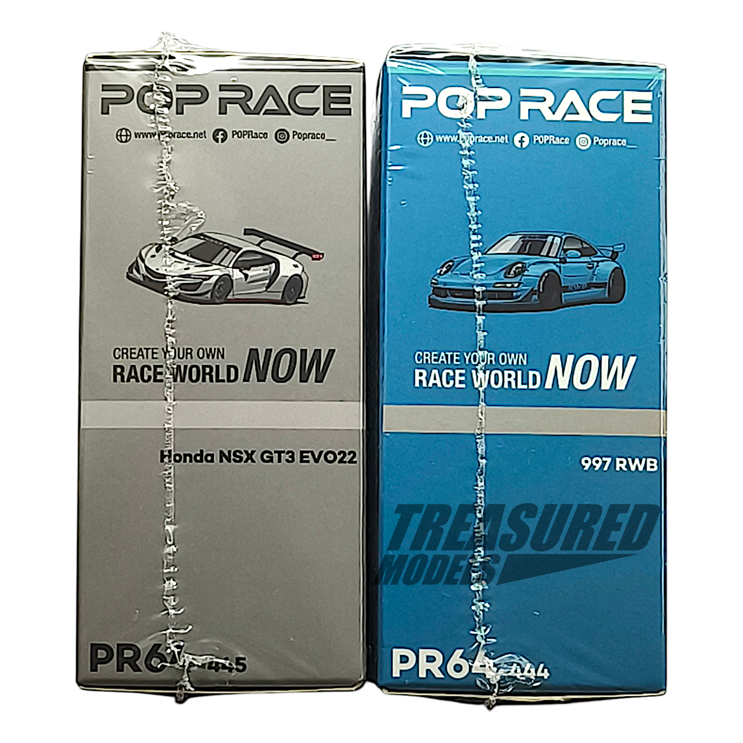 Pop Race 2pcs-Set 997 RWB & Honda NSX GT3 EVO22 Brazil Event Exclusive 1/64 Diecast