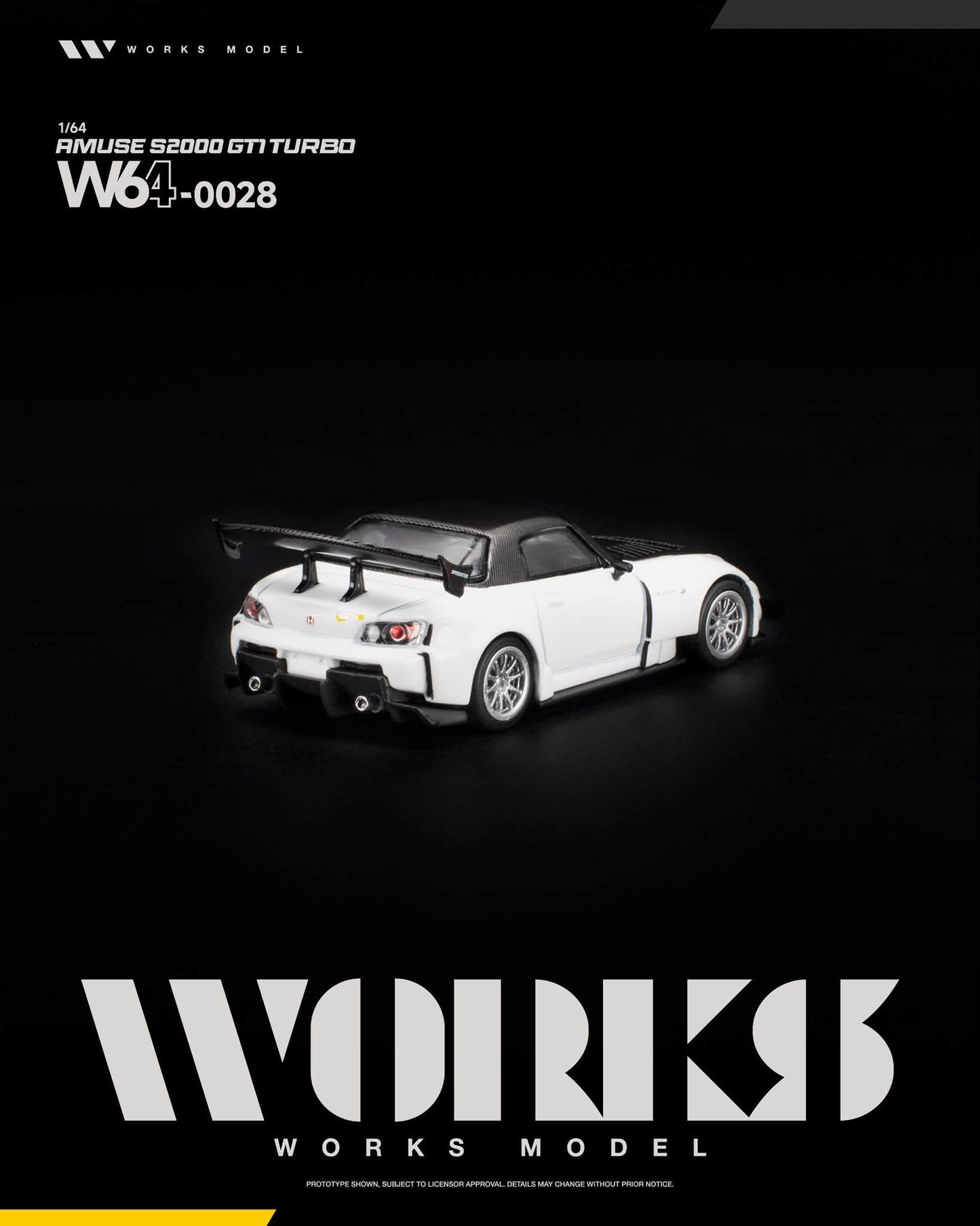 [Pre-Order] Works Model AMUSE S2000 GT1 TURBO WHITE W640028 1/64 Diecast
