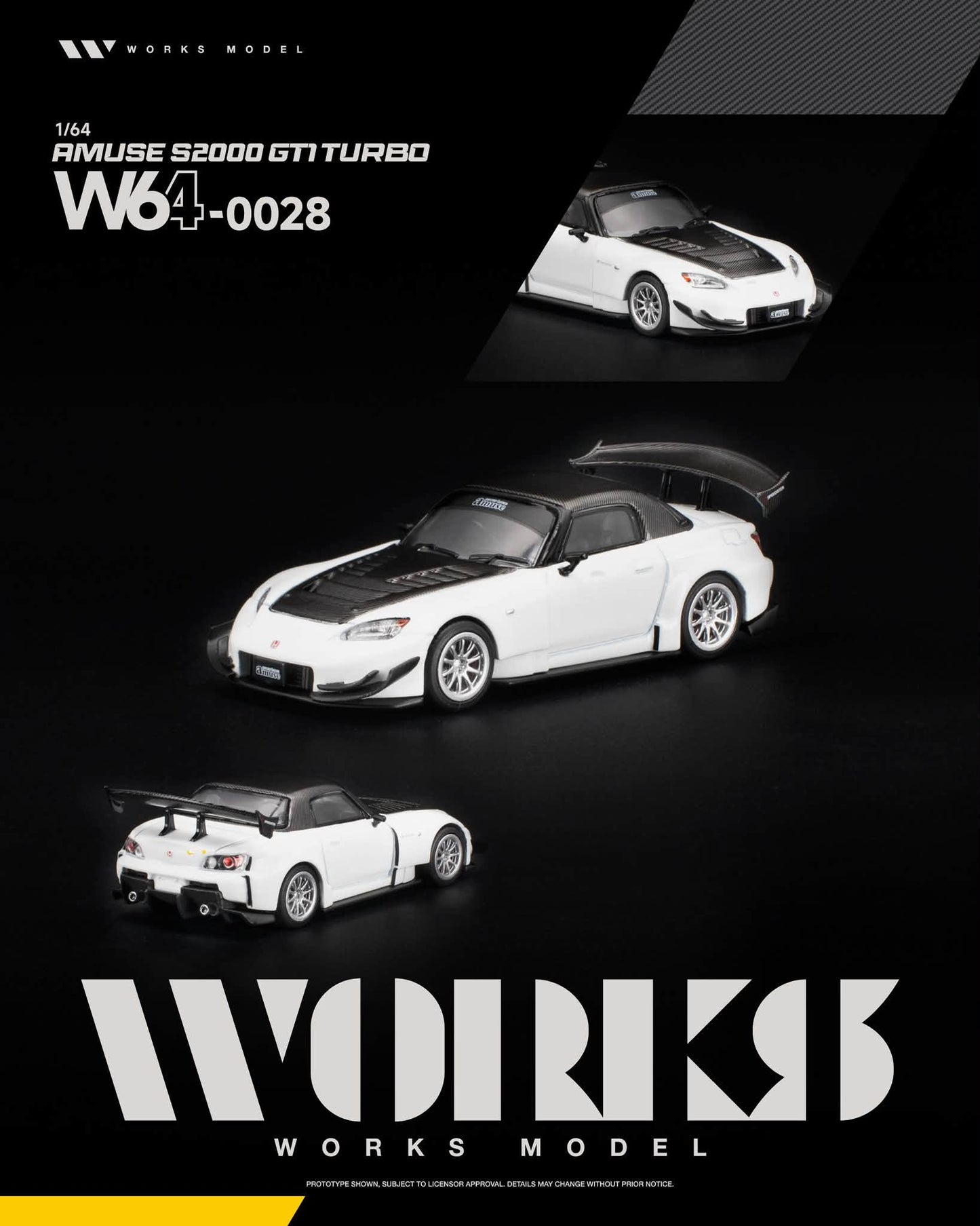 [Pre-Order] Works Model AMUSE S2000 GT1 TURBO WHITE W640028 1/64 Diecast