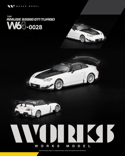 [Pre-Order] Works Model AMUSE S2000 GT1 TURBO WHITE W640028 1/64 Diecast