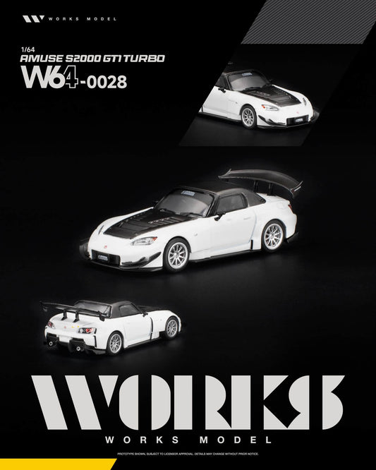 [Pre-Order] Works Model AMUSE S2000 GT1 TURBO WHITE W640028 1/64 Diecast