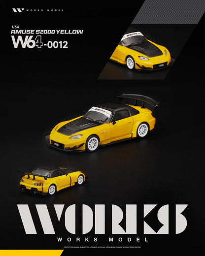 [Pre-Order] Works Model AMUSE S2000 Yellow W640012 1/64 Diecast