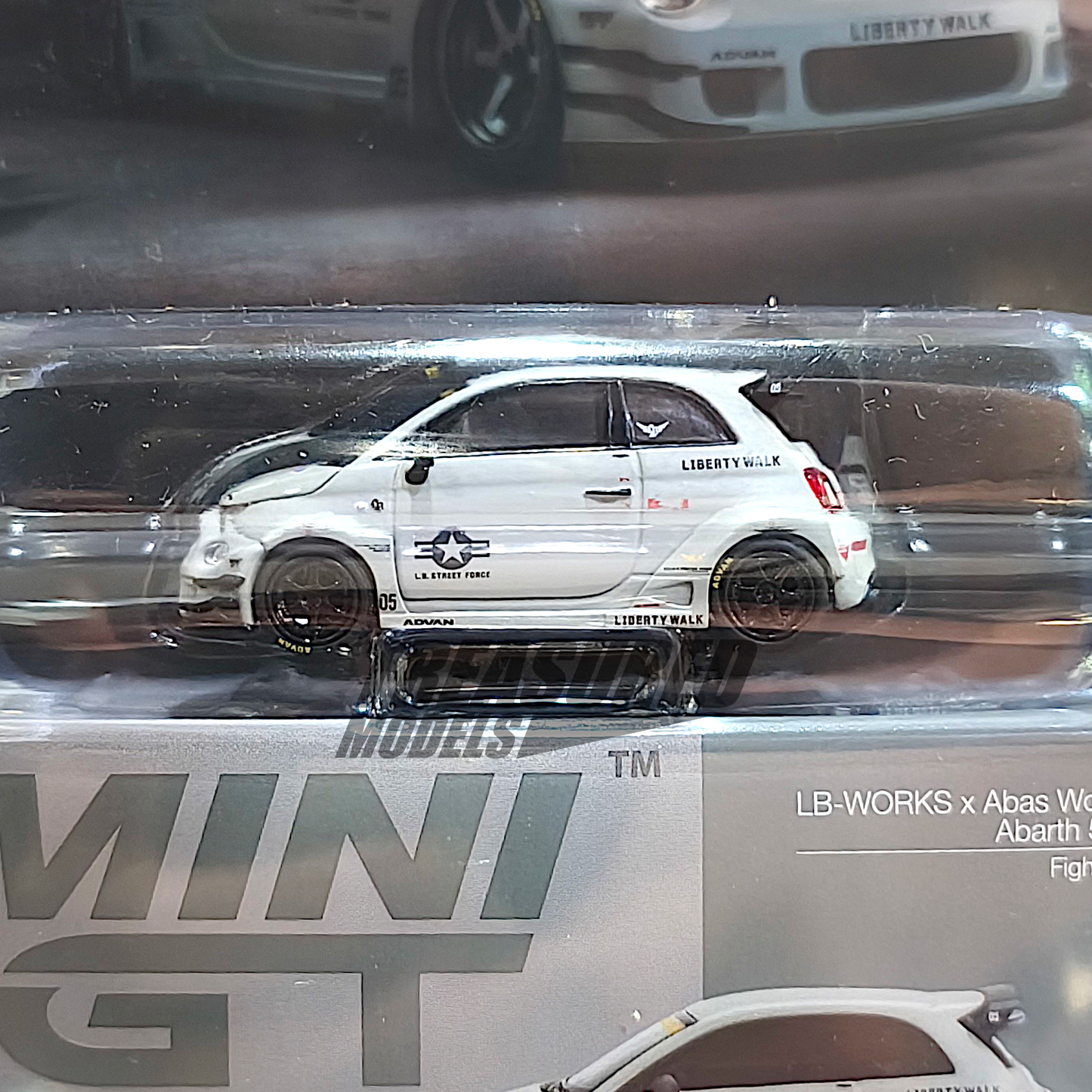 Mini GT Abarth 595 LB-Works x Abas Works Fighter Blister Packaging MGT01064 1/64 Diecast