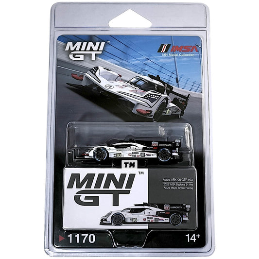 Mini GT Acura ARX-06 GTP #93 Acura Meyer Shank Racing 2025 IMSA Daytona 24 Hrs Blister Packaging MGT01170-BL 1/64 Diecast