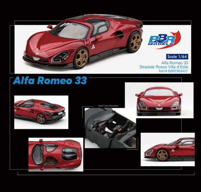 [Pre-Order] BBR Models Alfa Romeo 33 Stradale Rosso Villa d'Este BBRDIE6427 1/64 Diecast