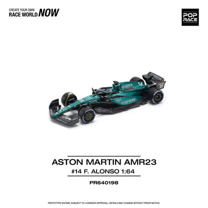 Pop Race Aston Martin AMR23 F1 #14 F. Alonso PR640198 1/64 Diecast