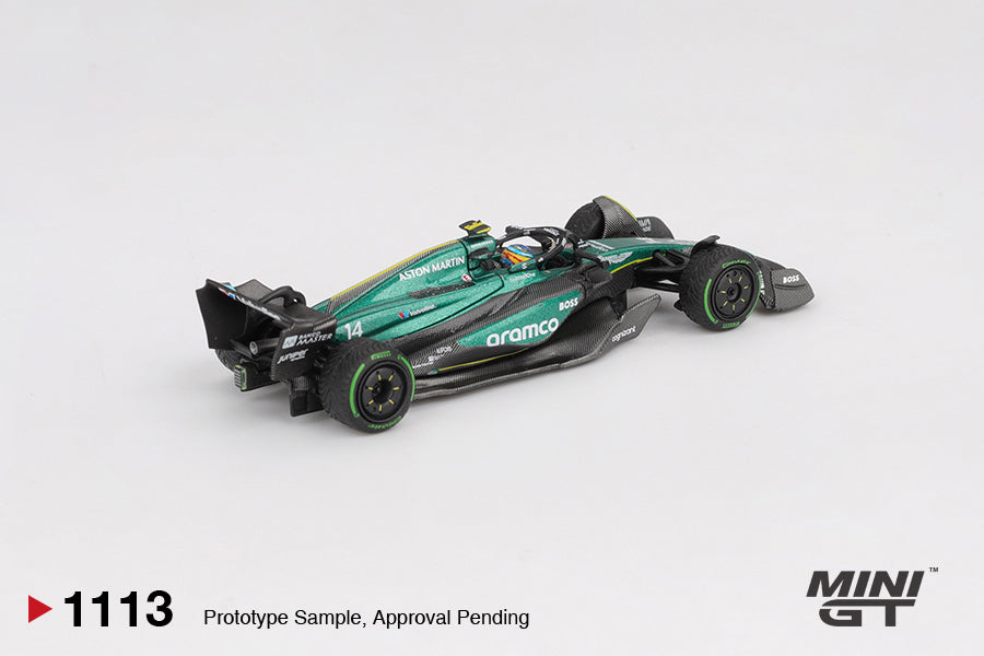 Mini GT Aston Martin AMR24 #14 Fernando Alonso 2024 F1 2024 Canadian GP Blister Packaging MGT01113BL 1/64 Diecast