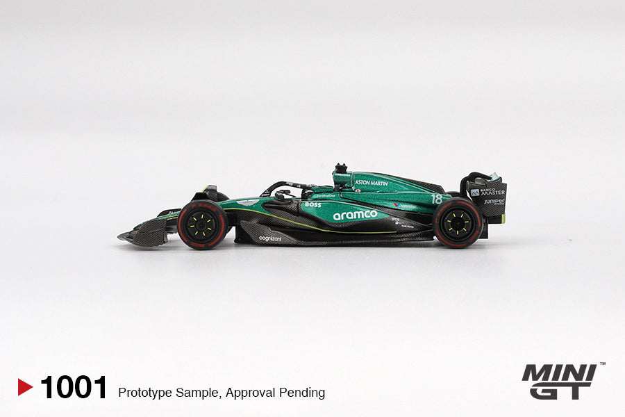 Mini GT Aston Martin AMR24 #18 Lance Stroll 2024 F1 2024 Bahrain GP MGT01001 1/64 Diecast