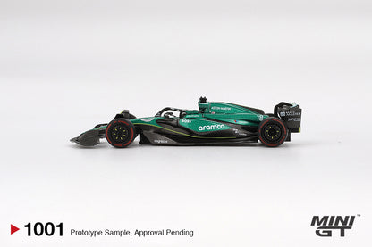 Mini GT Aston Martin AMR24 #18 Lance Stroll 2024 F1 2024 Bahrain GP MGT01001 1/64 Diecast