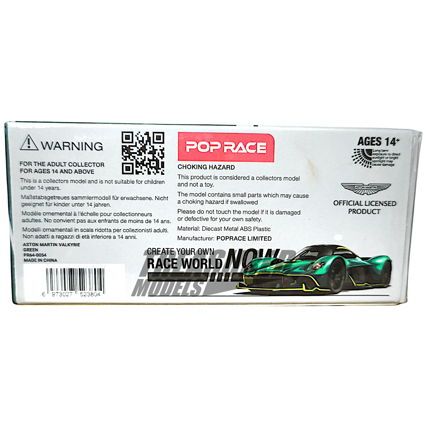 Pop Race Aston Martin Valkyrie Green PR640054 1/64 Diecast