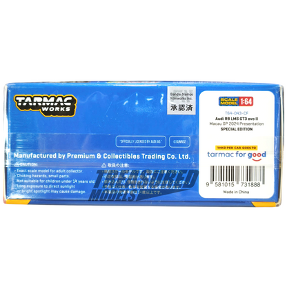 Tarmac Works Audi R8 LMS GT3 evo II Macau GP 2024 Presentation Special Edition T64-043-CF 1/64 Die Cast