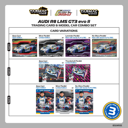 Tarmac Works Audi R8 LMS GT3 evo II Macau GT Cup - FIA GT World Cup 2024 Uno Racing James Yu W Truck & Tarmac Cards Cyber Formula T64G-043-24MGP30 1/64 Diecast
