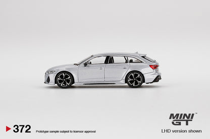 Mini GT Audi RS 6 Avant Carbon Black Edition Florett Silver MGT00372 1/64 Diecast