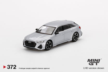 Mini GT Audi RS 6 Avant Carbon Black Edition Florett Silver MGT00372 1/64 Diecast