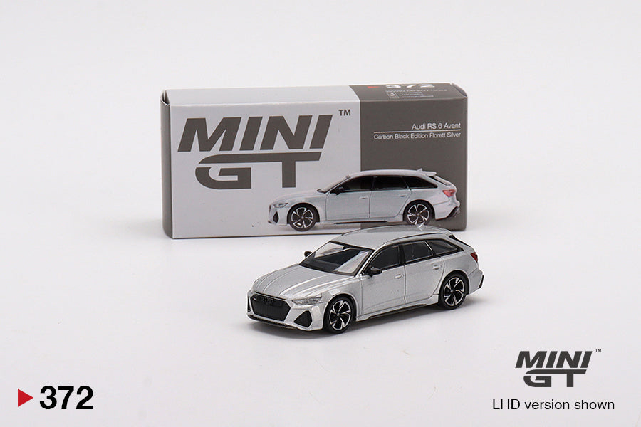 Mini GT Audi RS 6 Avant Carbon Black Edition Florett Silver MGT00372 1/64 Diecast
