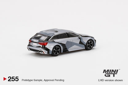 Mini GT Audi RS 6 Avant Silver Digital Camouflage MGT00255 1/64 Diecast