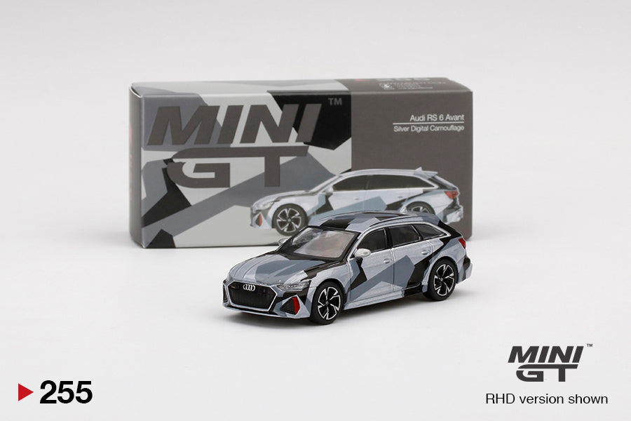 Mini GT Audi RS 6 Avant Silver Digital Camouflage MGT00255 1/64 Diecast