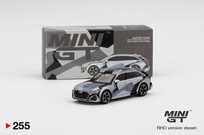 Mini GT Audi RS 6 Avant Silver Digital Camouflage MGT00255 1/64 Diecast