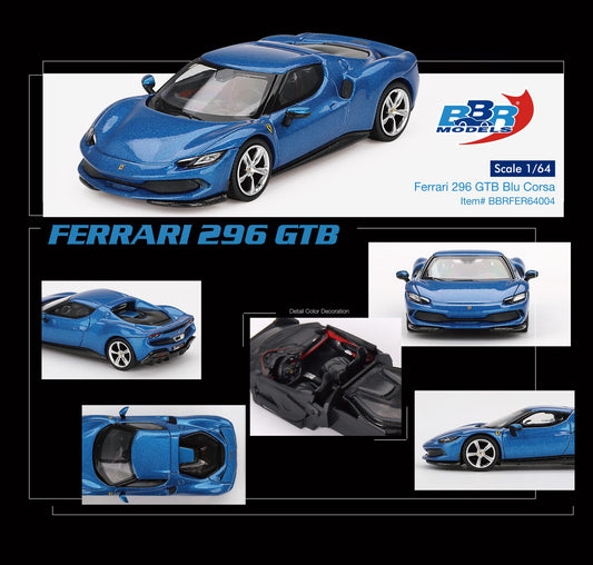 BBR Ferrari 296 GTB Blu Corsa BBRFER64004 1/64 Die Cast