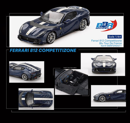 BBR Ferrari 812 Competitizone Blu Tour De France BBRFER64011 1/64 Die Cast