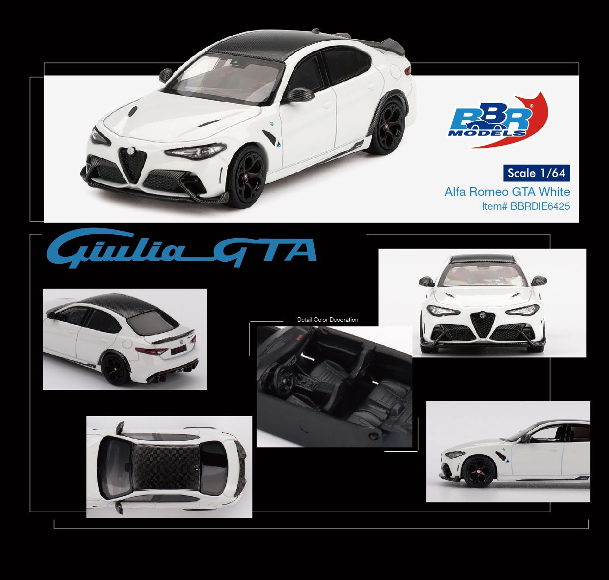 BBR Models Alfa Romeo GTA White BBRDIE6425 1/64 Diecast
