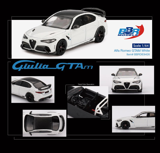 BBR Models Alfa Romeo Giulia GTAm White BBRDIE6426 1/64 Diecast