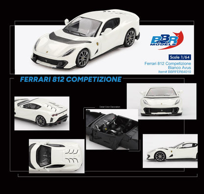 BBR Models Ferrari 812 Competizione Bianco Avus BBRFER64010 1/64 Diecast