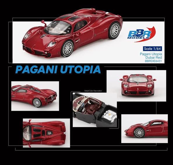 BBR Pagani Utopia Dubai Red BBRDIE6431 1/64 Die Cast