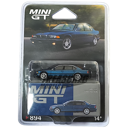 Mini GT BMW 750IL Sorrento Blue Metallic Blister Packaging MGT00894BL 1/64 Diecast