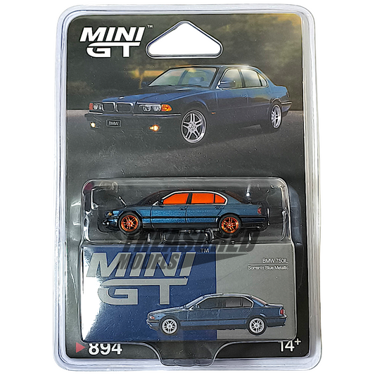 CHASE! Mini GT BMW 750IL Sorrento Chase Blue Metallic Blister Packaging MGT00894 1/64 Diecast