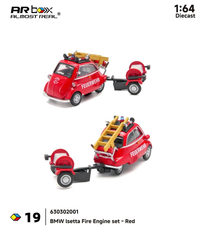 Almost Real AR Box BMW Isetta Fire Engine Set Red 19 630302001 1/64 Diecast