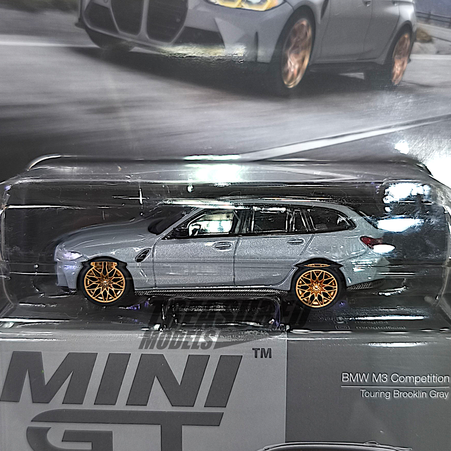 Mini GT BMW M3 Competition Touring Brooklyn Grey Blister Packaging MGT00864 1/64 Diecast