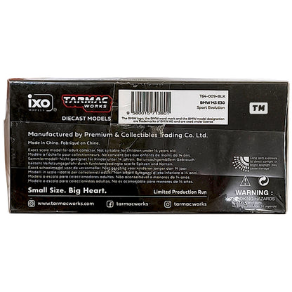 Tarmac Works BMW M3 E30 Sport Evolution Black T64-009-BLK 1/64 Diecast