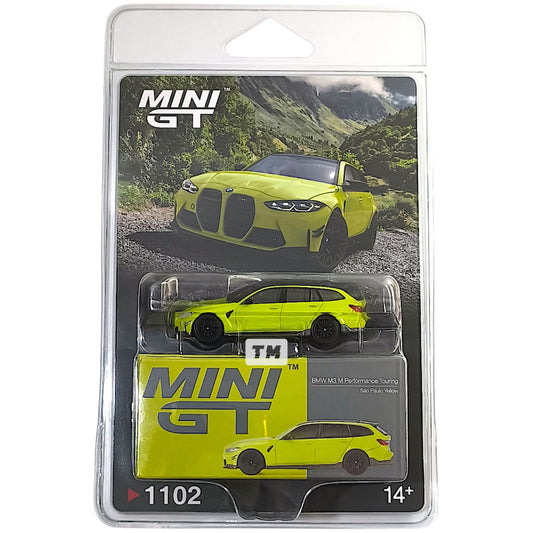 Mini GT BMW M3 M Performance Touring Sao Paulo Yellow Blister Packaging MGT01102BL 1/64 Diecast