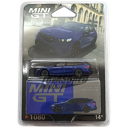 Mini GT BMW M5 Touring (G99) Marina Bay Blue Metallic Blister Packaging MGT01080BL 1/64 Die Cast