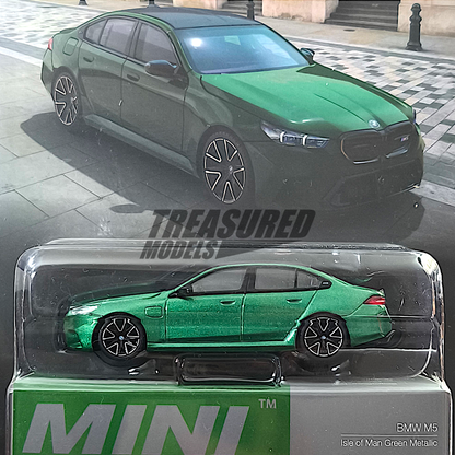 Mini GT BMW M5 (G90) Isle of Man Green Metallic Blister Packaging MGT01086 1/64 Die Cast