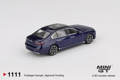 Mini GT BMW i7 xDrive60 Tanzanite Blue Metallic MGT01111 1/64 Diecast