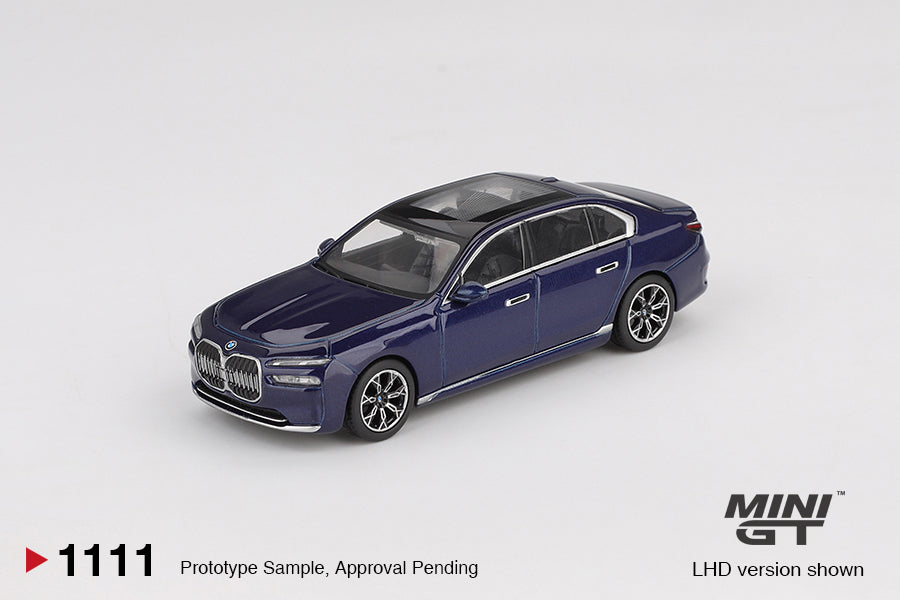 Mini GT BMW i7 xDrive60 Tanzanite Blue Metallic MGT01111 1/64 Diecast