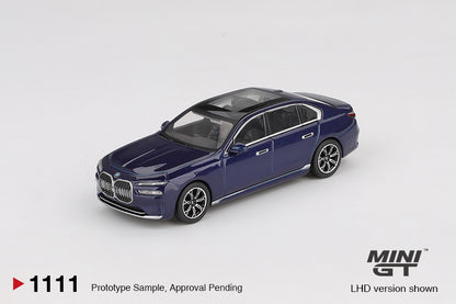 Mini GT BMW i7 xDrive60 Tanzanite Blue Metallic MGT01111 1/64 Diecast