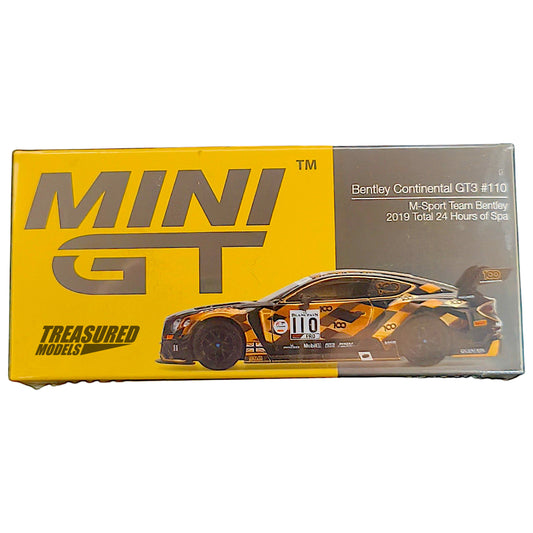Mini GT Bentley Continental GT3 #110 M-Sport Team Bentley 2019 Total 24 Hours of Spa MGT00199 1/64 Diecast