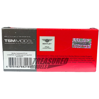 Mini GT Bentley Continental GT3 #5 2018 Blancpain GT Asia MGT00260 1/64 Diecast