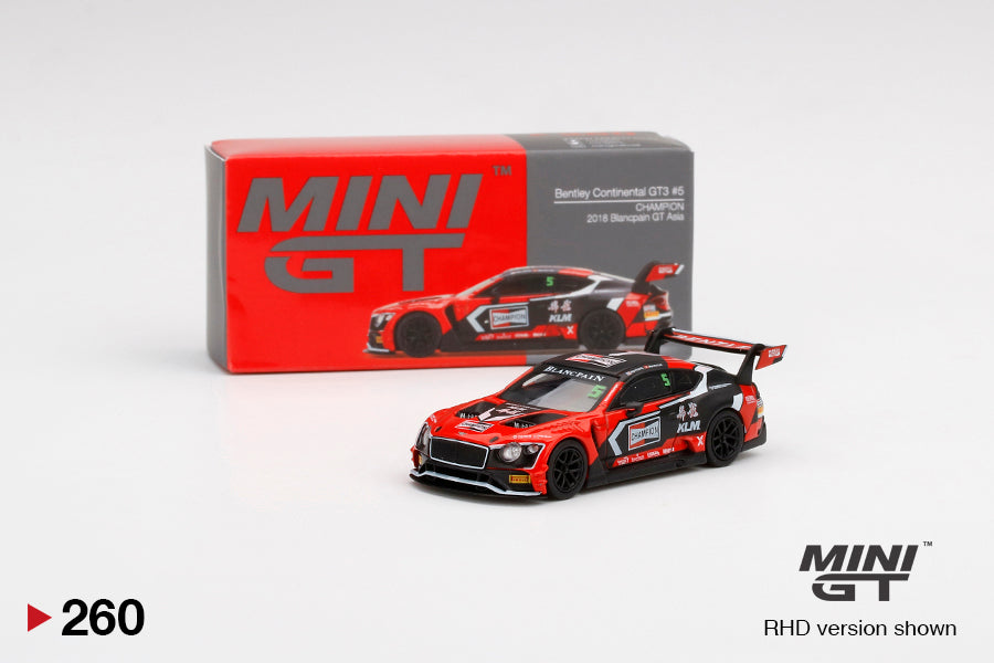 Mini GT Bentley Continental GT3 #5 2018 Blancpain GT Asia MGT00260 1/64 Diecast