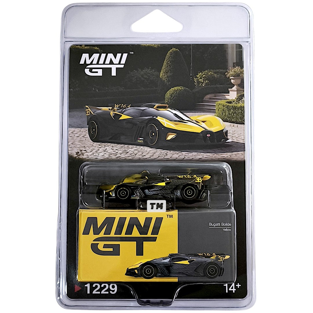 MINI GT Bugatti Bolide Yellow Blister Packaging MGT01229-BL 1/64 Diecast