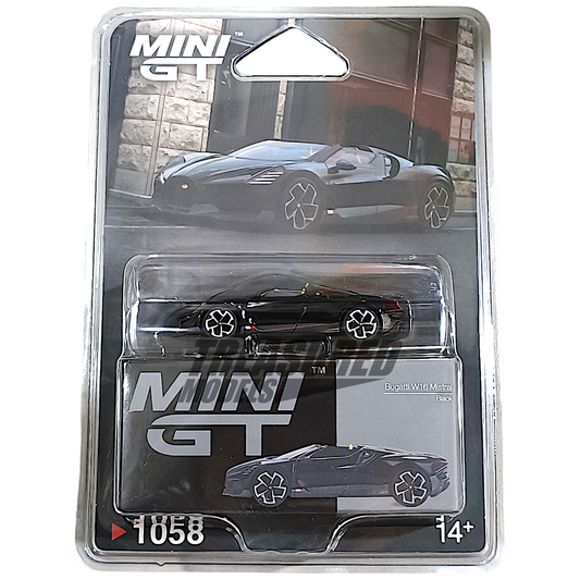 Mini GT Bugatti W16 Mistral Black Blister Packaging MGT01058 1/64 Die Cast