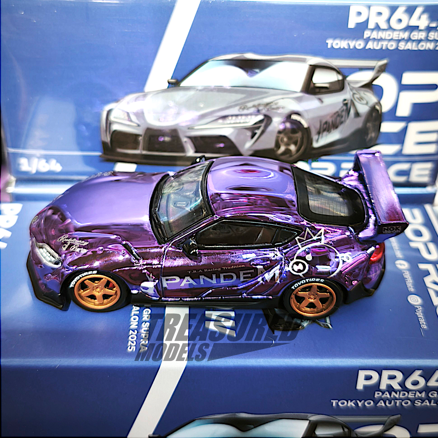 Pop Race CHASE Pandem GR Supra Chrome Purple Tokyo Auto Salon 2025 PR640232 1/64 Diecast