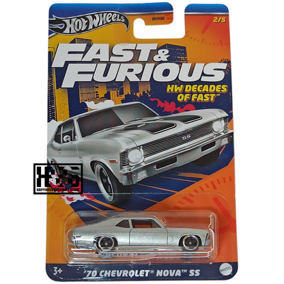Hot Wheels Chevrolet 70 Nova SS Silver 2024 Silver Series Fast & Furious HW Decades of Fast 1/64 Die Cast