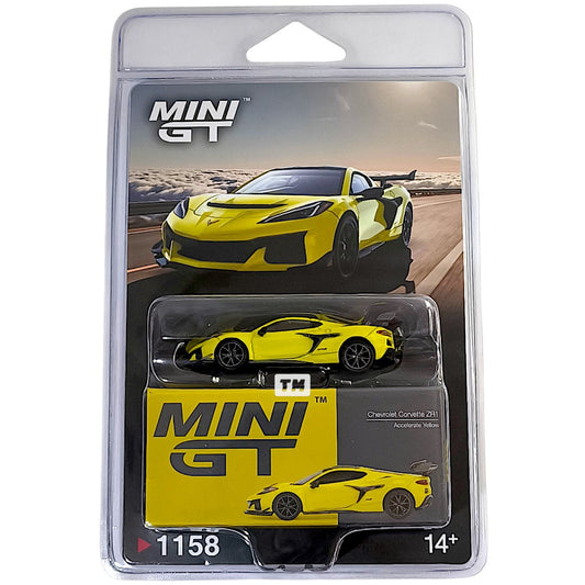 Mini GT Chevrolet Corvette ZR1 Accelerate Yellow Blister Packaging MGT01158-BL 1/64 Diecast