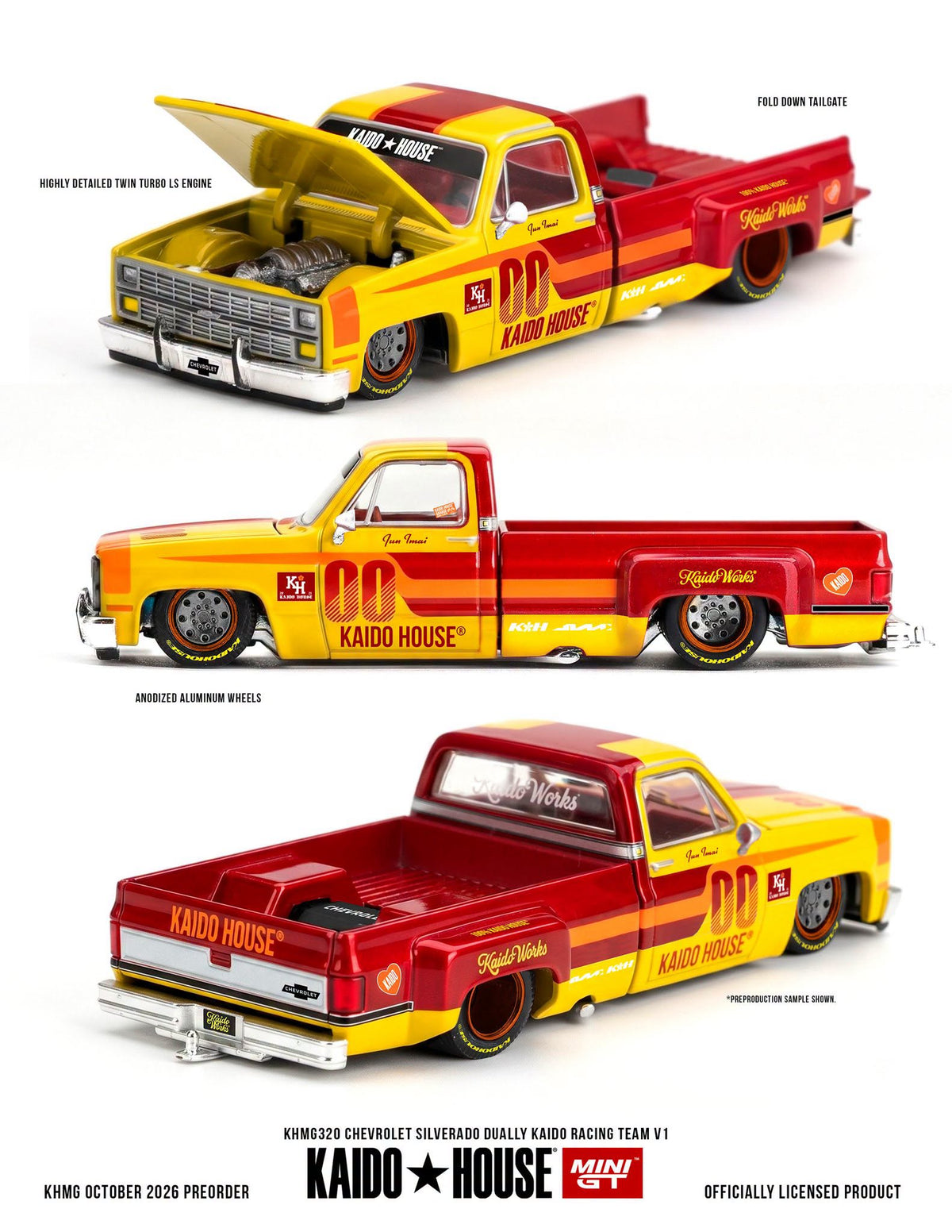 [PRE-ORDER] KAIDO HOUSE Chevrolet Silverado Dually Kaido Racing Team V1 KHMG320 1/64 Diecast